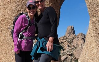 A photo of two friends at "Tom's Thumb" in Scottsdale, AZ  
